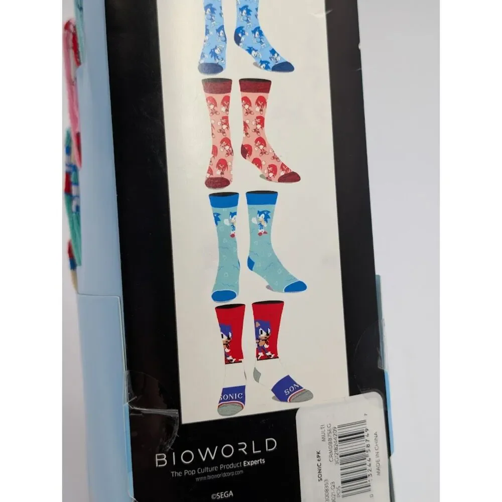 Sonic The Hedgehog 6 Pair Casual Crew Size 8-12 Bioworld Sega 80s Retro